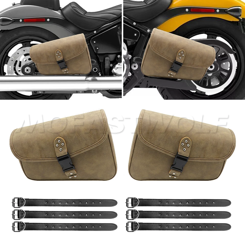 Universal Motorcycle Saddlebag Model Side PU Leather For Harley Sportster XL883 XL1200 Luggage Saddle bag Storage Tool Pouch