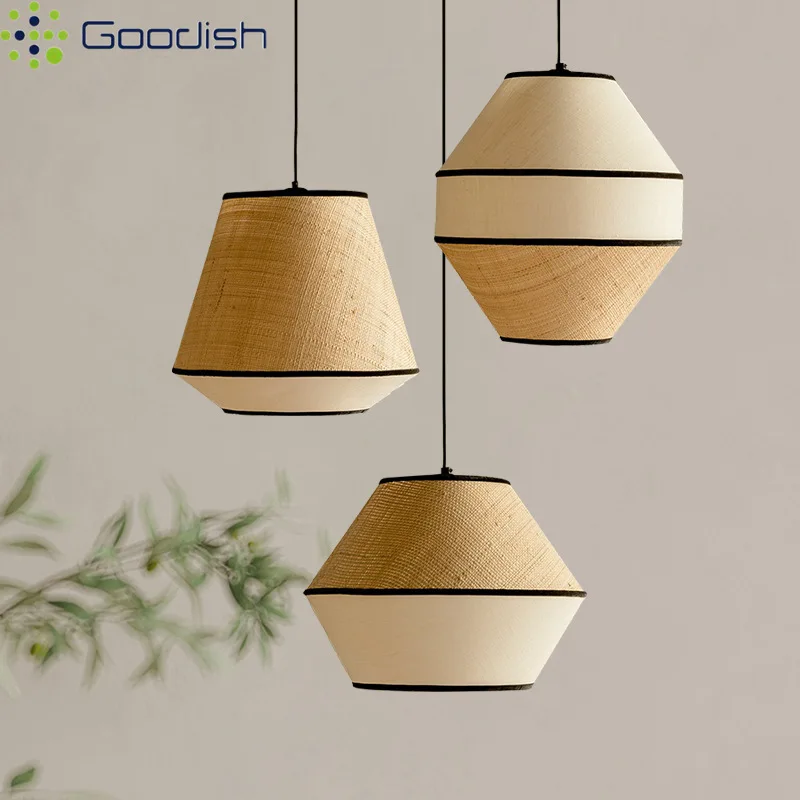 

Японские плетеные многофункциональные светодиодные подвесные светильники в стиле Ratten, художественные лампы ручной вязки для ресторана, украшения дома, люстры