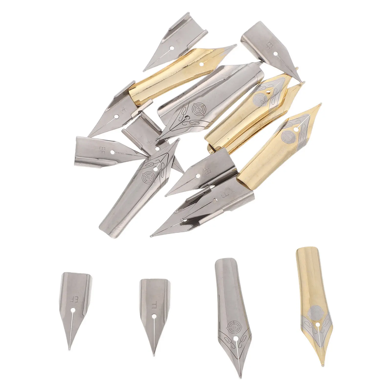 20Pcs Steel Fountain Pen Nibs Replacement Universal Metal Tips for Calligraphy Painting Writing Signing Extra Fine Precision