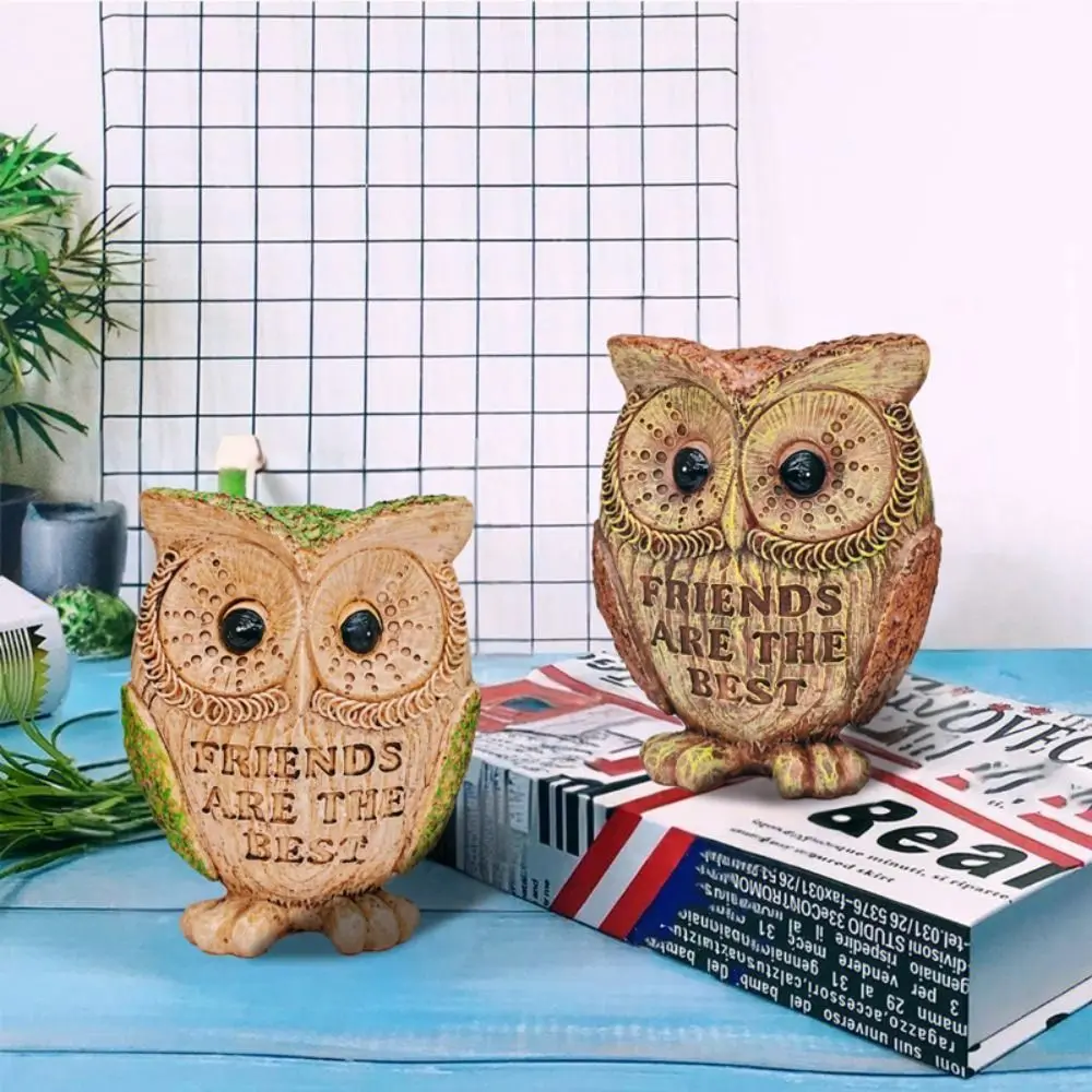

Micro Landscape Resin Owl Statue Cute Vivid Bird Miniature Figurine Retro Desktop Ornament Cabinet