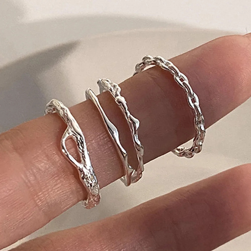 Silver Rings For Women Simple Minimalist Narrow Open Finger Ring Fashion Band Female Bijoux Birthday Gift