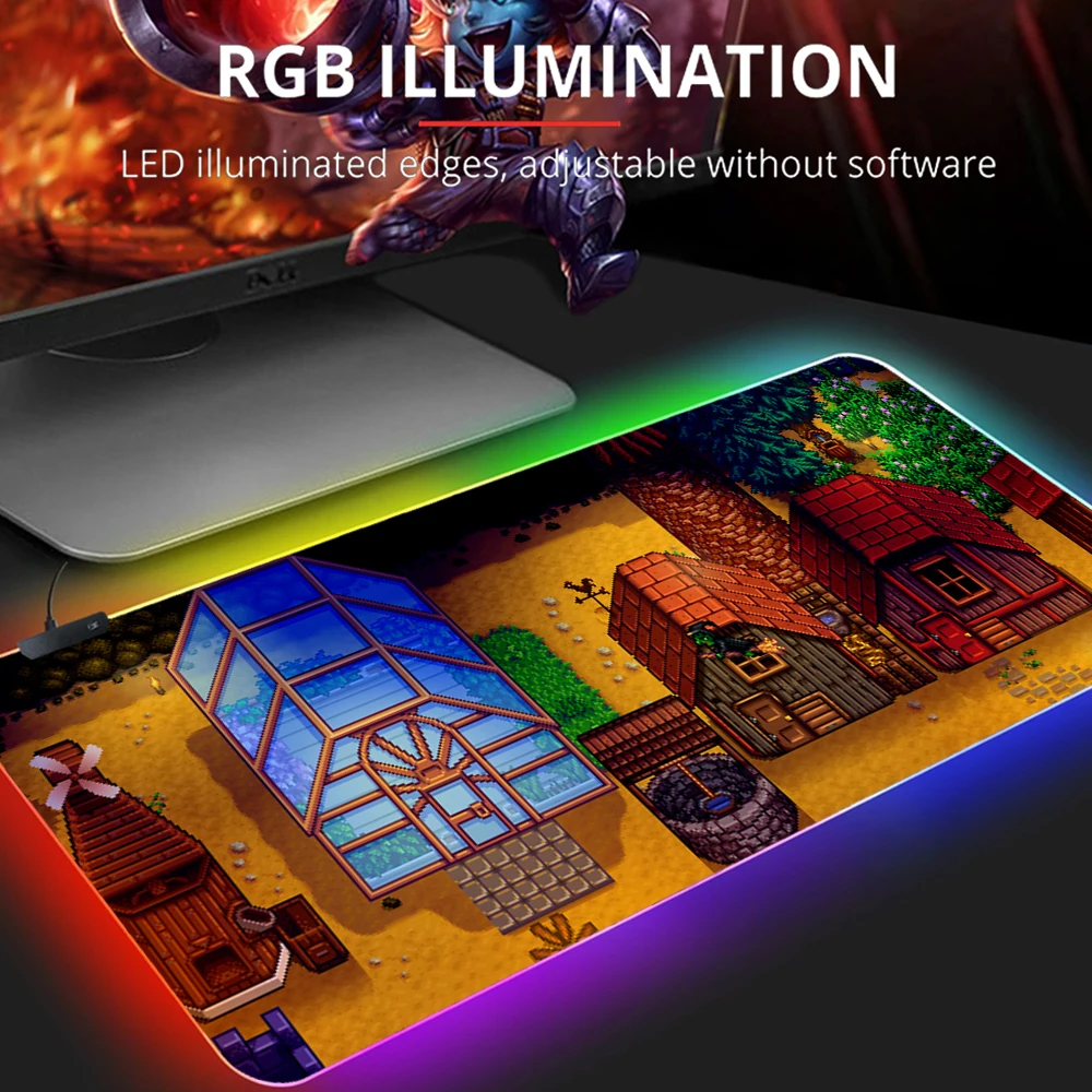 

RGBLarge Gaming Mouse Pad Stardew Valley Computer Mousepad PC Gamer Mouse Mat Laptop Mausepad Mouse Carpet Keyboard Mat Desk Pad