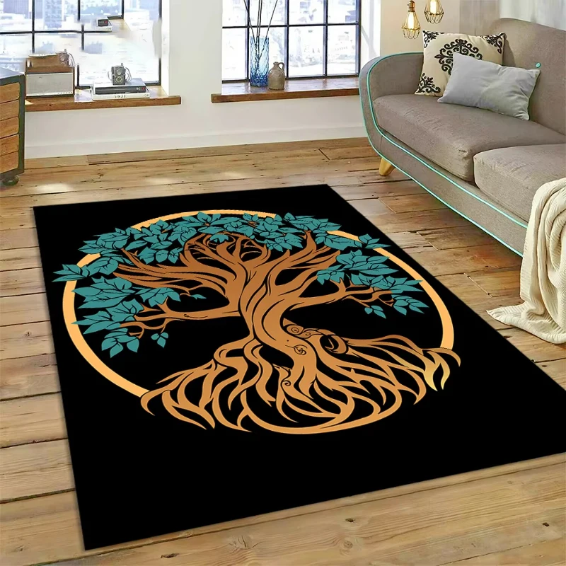滑り止めフロアマット,3D北欧スタイル,リビングルーム,ベッドルームの装飾,ソファ,自然のバイキング,Yoggdrasilギフト