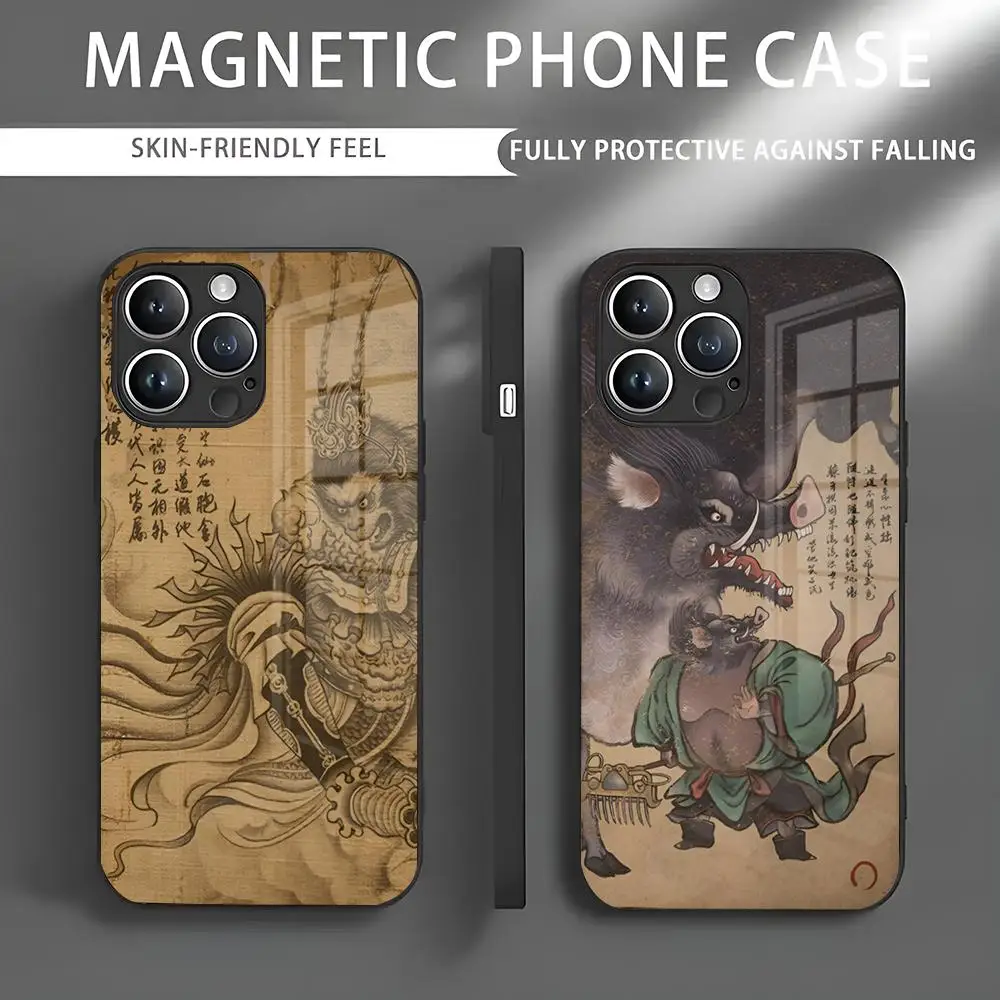 Black Myth Wukong Shadow God Diagram Phone Case Iphone 16 Pro Max Case 15 14 13 12 11 X XR XS XSMAX 8 Plus Mini Pro Max Glass M