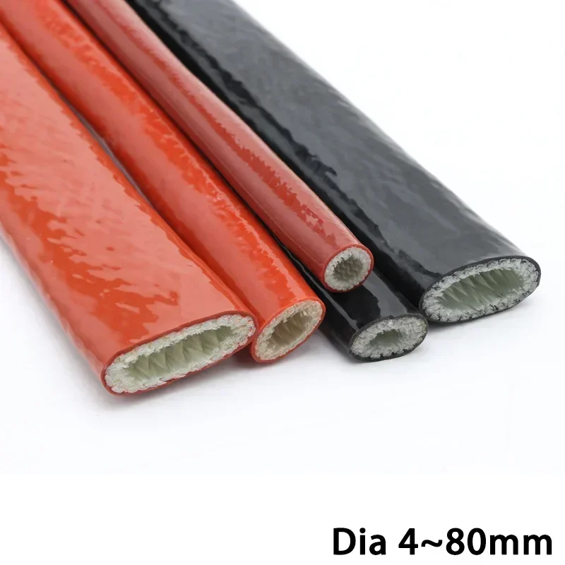 

High Temperature Resistant Fiberglass Tube Silicone Resin Coated Glass Fiber Braided Fireproof Sleeve Fire Retardant Casing Pipe