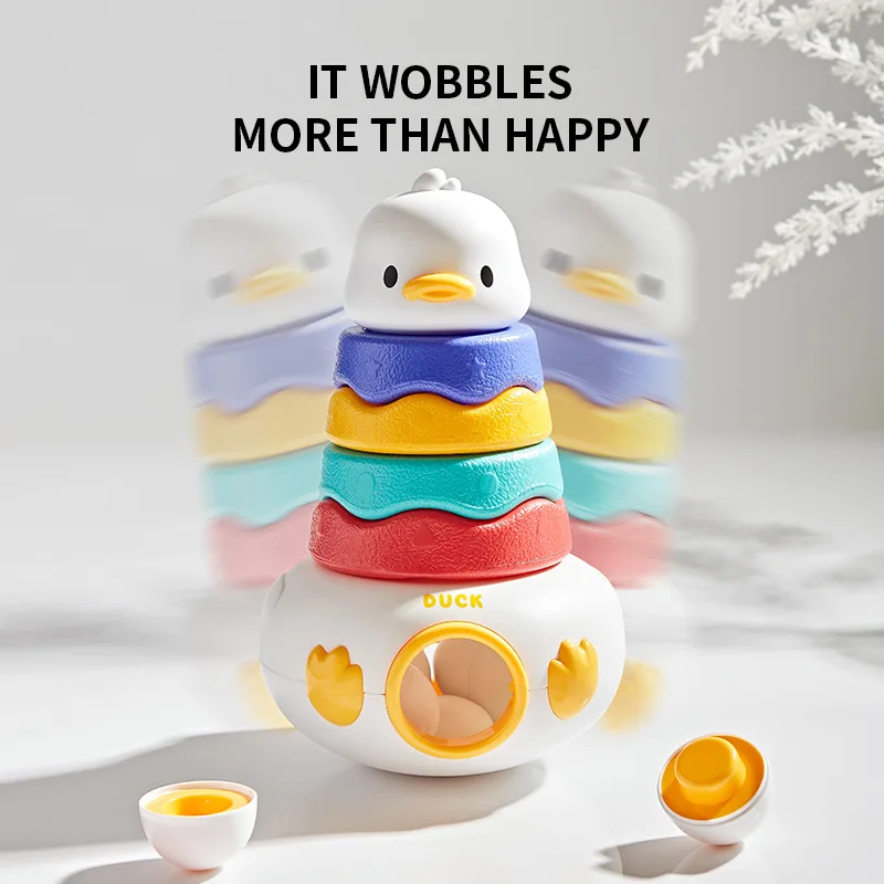 

Cute Duck Fun Tumbler Parent-Child Interactive Storage Stack Toys Children Early Education Learning Toy for Kids Birthday Gifts