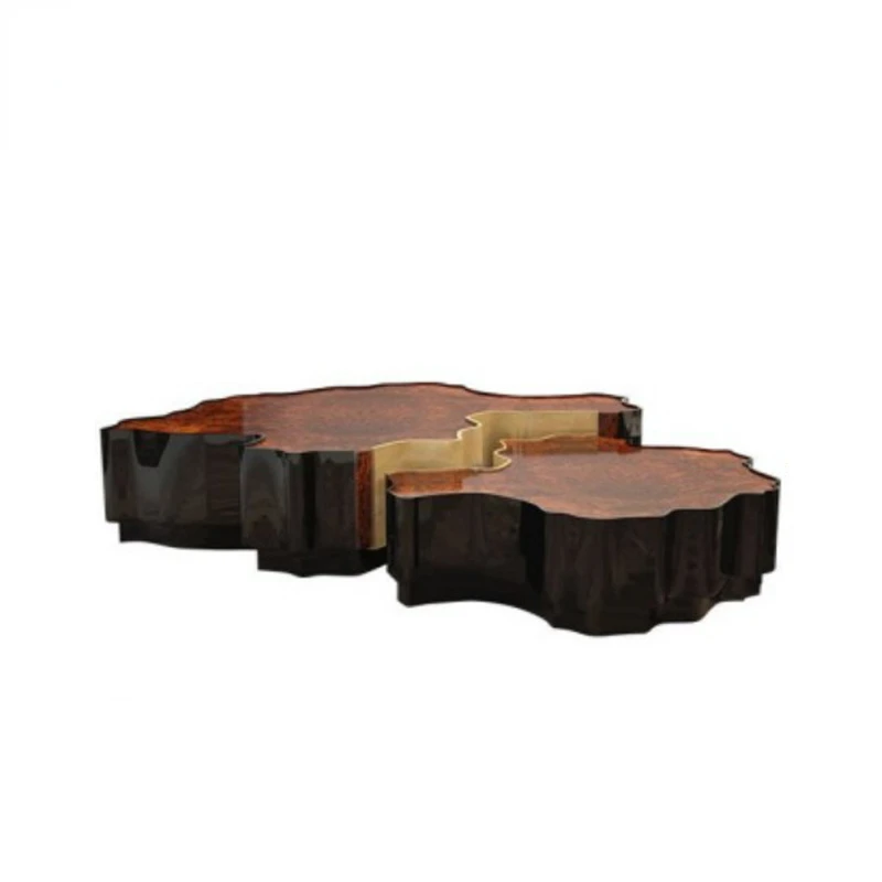 Exhibition Hall Negotiation Sofa and Tea Table Combination Creative Irregular Glass Steel Tea Table