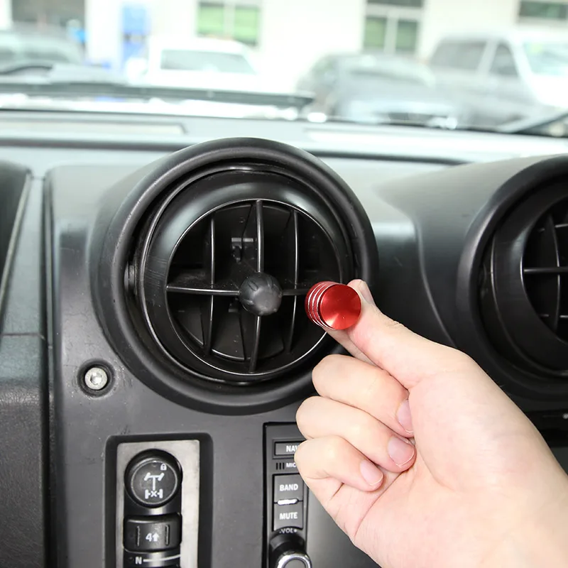 For Hummer H2 2003-2007 Aluminum alloy car styling Silver/Red Car Air Condition Adjustment Rod Ring Cover Caps car accessories