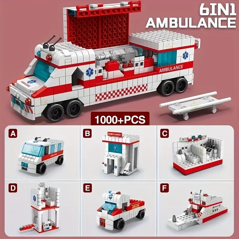 Building blocks for ambulances  Car Ambulance Model Educational Toys, Speed Vehicle High Tech Building Blocks, Birthday Gifts