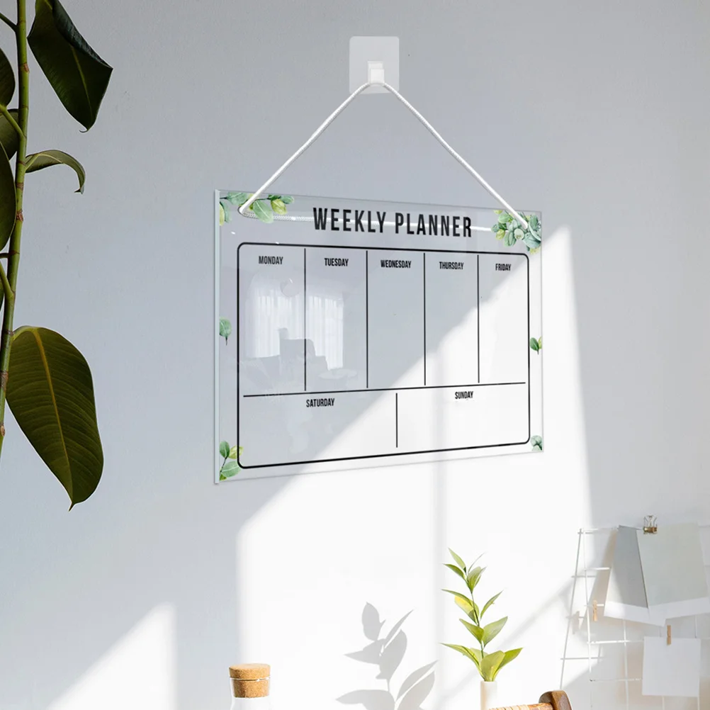 Transparent Acrylic Board Dry Erase Weekly Calendar Erasable Memo Office Clear for Wall