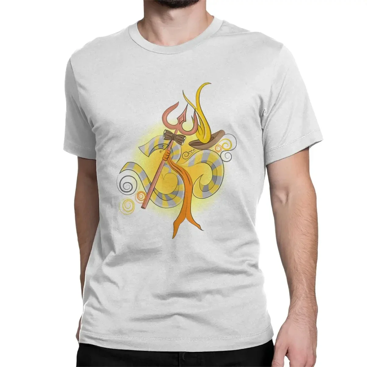 

Men Women T-Shirts OM Trishul Damaru Vintage 100% Cotton Tees Shiva Hindu Ganesha God India Lingam T Shirt O Neck Clothing Gift