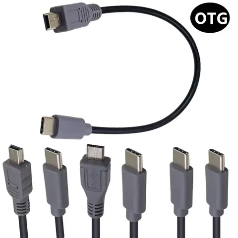 High Speed Data Transfer Otg Micro & Mini To Type-c To Type C Cable Usb To Usb C Wire On-the-go Data Convertor Adapter Line