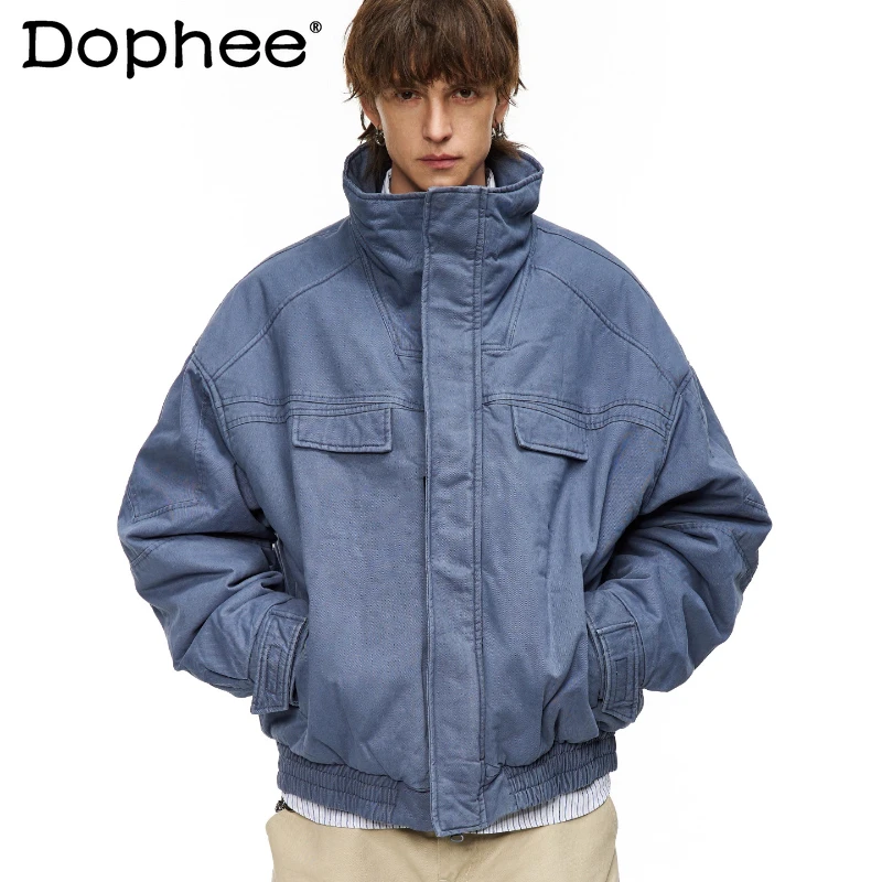 

Men's Fashion Solid Color Jacket Parkas Men 2025 Winter New Long Sleeve Thick Outerwear Coats Simple Pocket Decoration Parkas