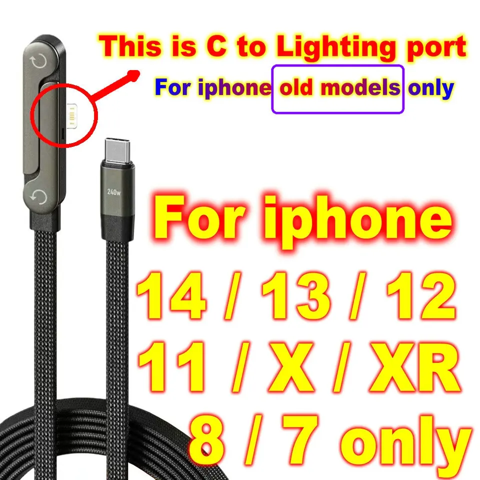 Cable cargador tipo C plano con soporte plegable invisible para teléfono, soporte de carga 240W para iPhone 4