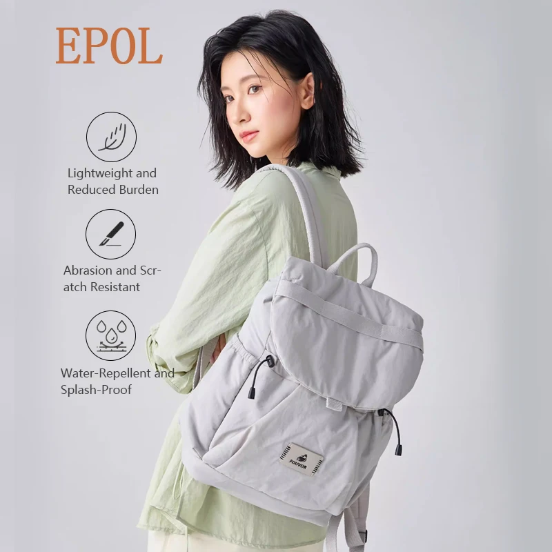 

EPOL Women's Backpack 2026 Lightweight Waterproof Travel Bag Magnetic Drawstring Flap Academic Laptop School Backpack 3072-03