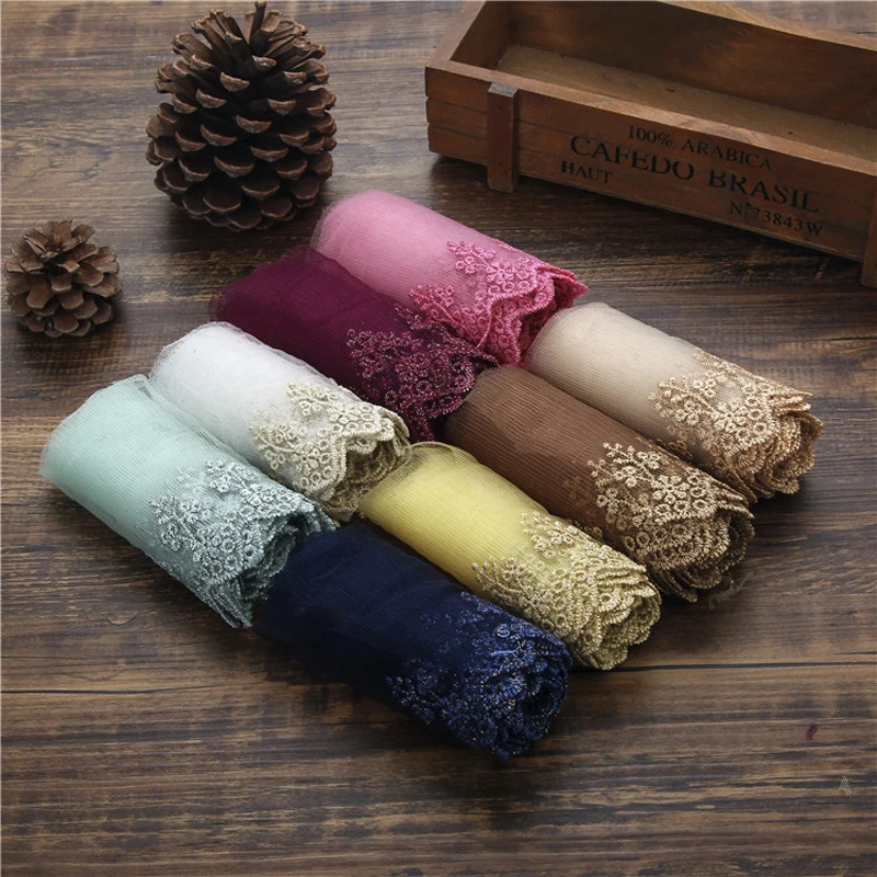 

10.5Wide Gold Thread Mesh Embroidery Lace Bow Hair Accessory Hair Clip Material Collar Lace Mesh Edge