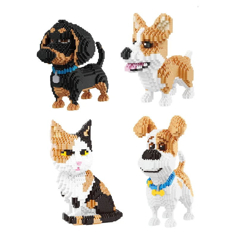 Balody Dog Micro Building Blocks Animal Cat Assembled Corgi Model MOC Max Dog Mini Brick Figures Toy For Birthday Gift