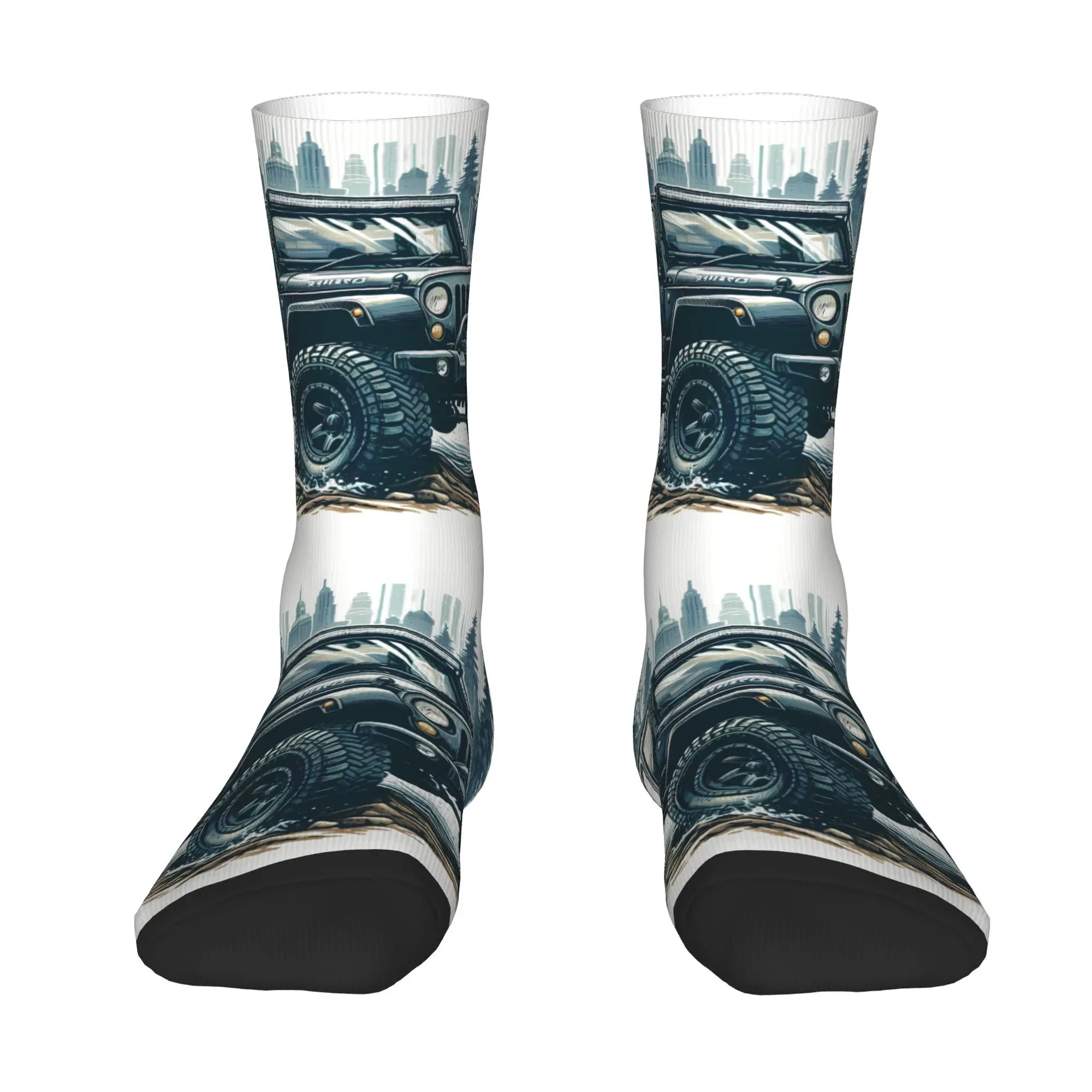 Meia de veículo off road impressa homem poliéster moda