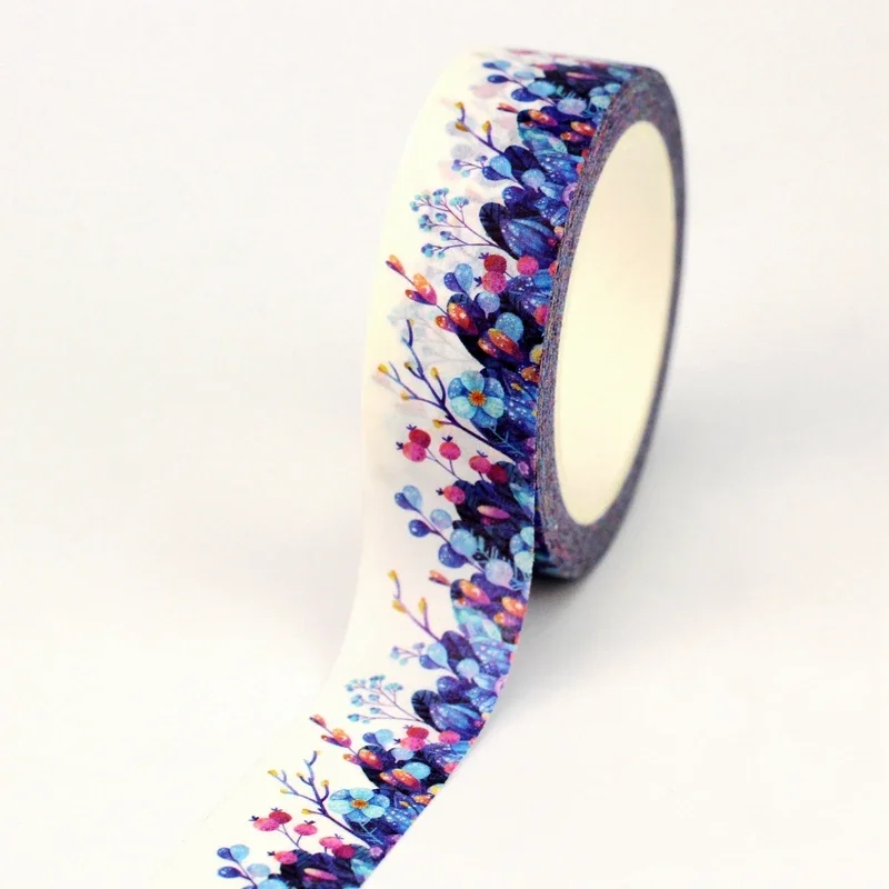 

NEW 1PC 10M Deco Blue and Purple Plants Washi Tapefor Scrapbooking Journaling Adhesive Masking Tape Cute Stationary