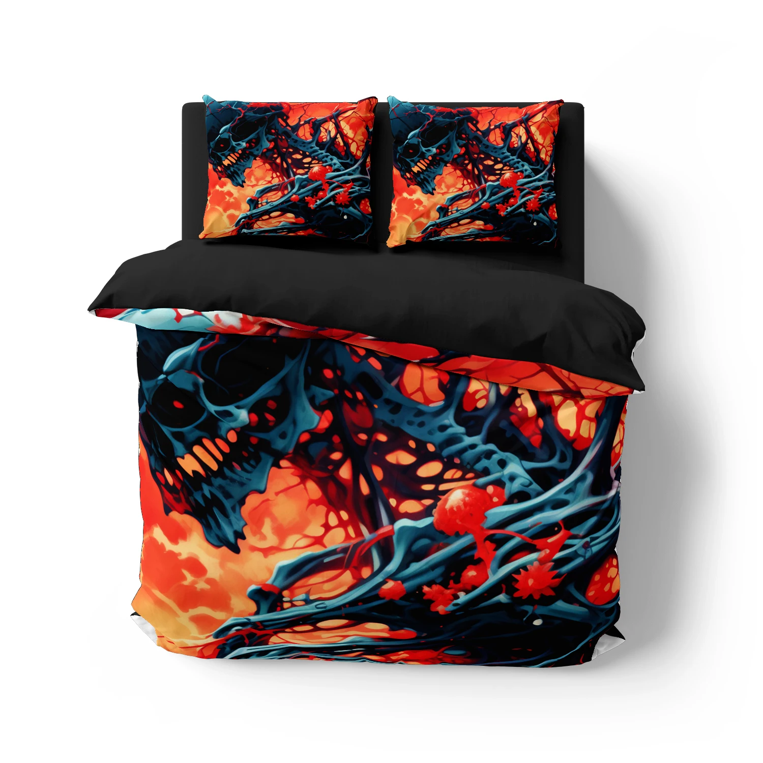 

Skeleton Skull Bedding Set Qulit Cover 3d Duvet Cover Gothic Comforter Cover Twin Full Queen King Single Size Halloween Fire