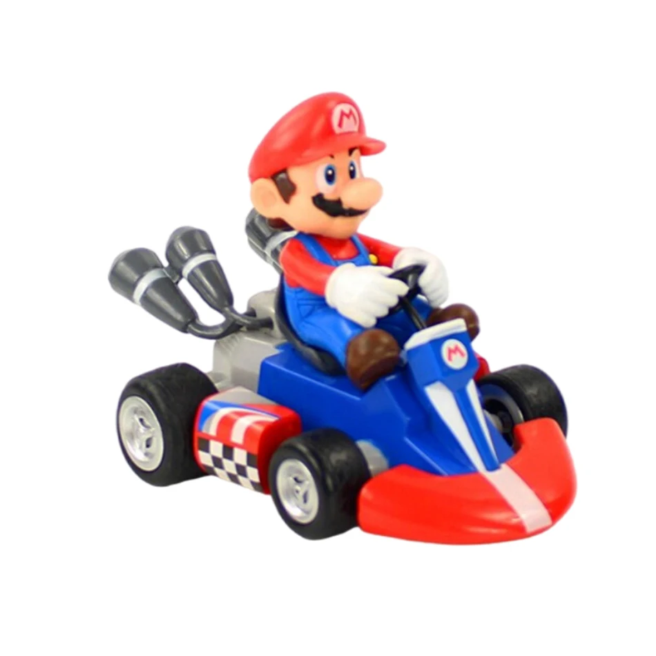 Super Mary Series Karting Mario Bros Luigi Yoshi Donkey Kong Action Figure Toys Pull Back Car 12.5*8*9 Cm with Box Kids Gifts