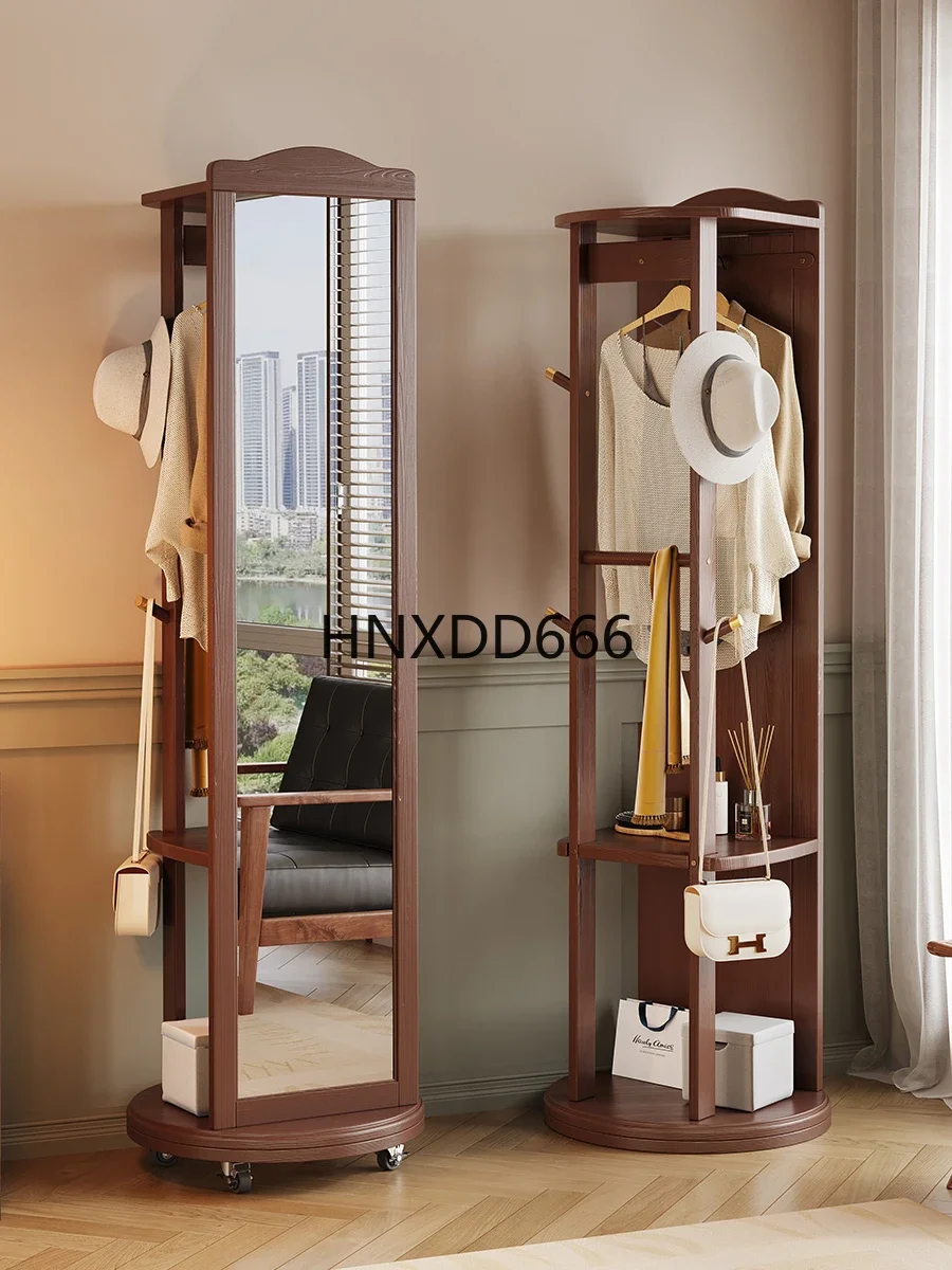 Solid Wood Full-Length Mirror with Hanging Hanger Integrated Household Full-Body Floor Mirror for Home Decor