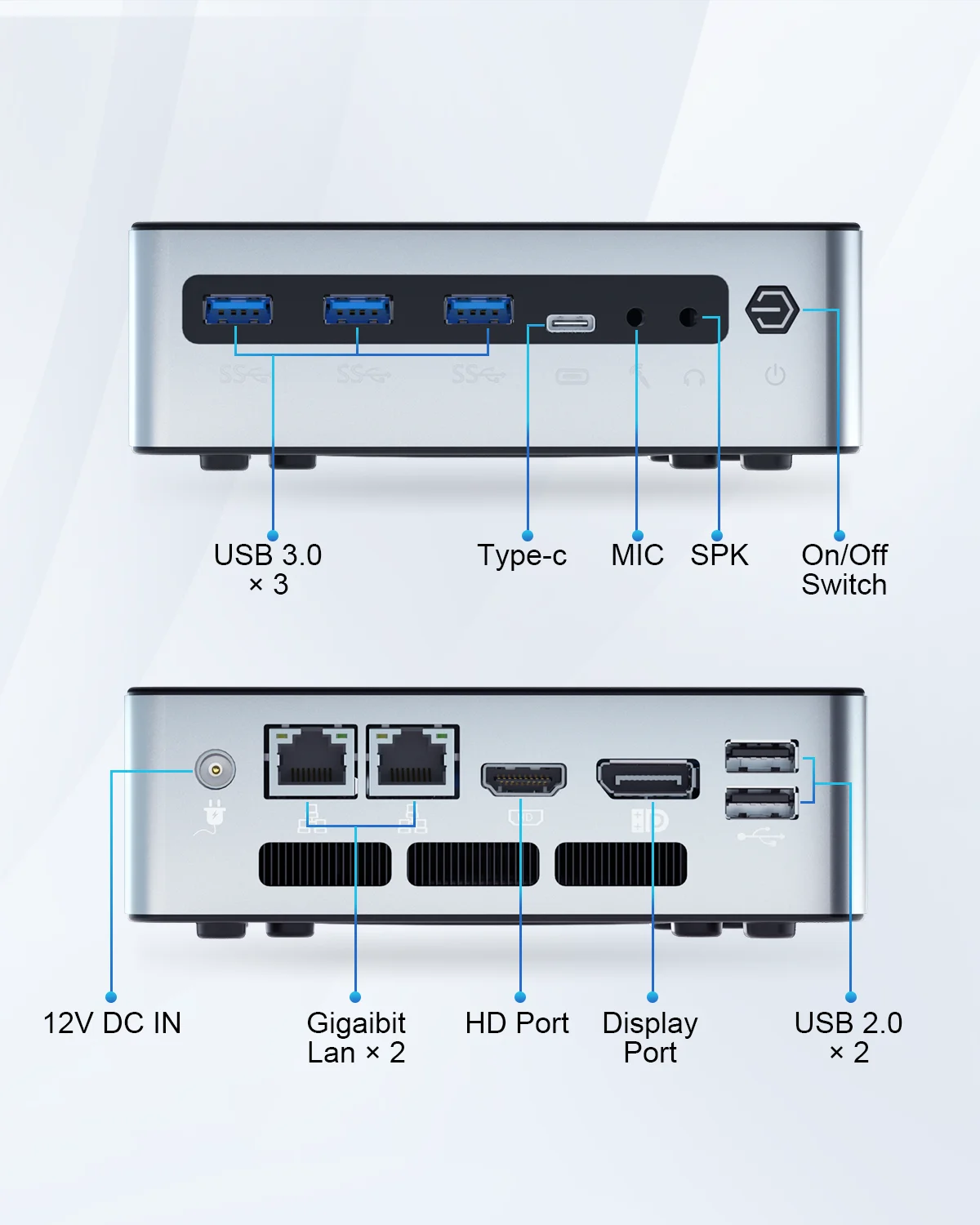 HYSTOU WIFI6 Mini PC DDR5 13a generazione Intel CPU i5 1340P 12a 1215U 1235U 1255U 64GB Piccolo PC Ufficio 3 Display Porta multipla Vesa