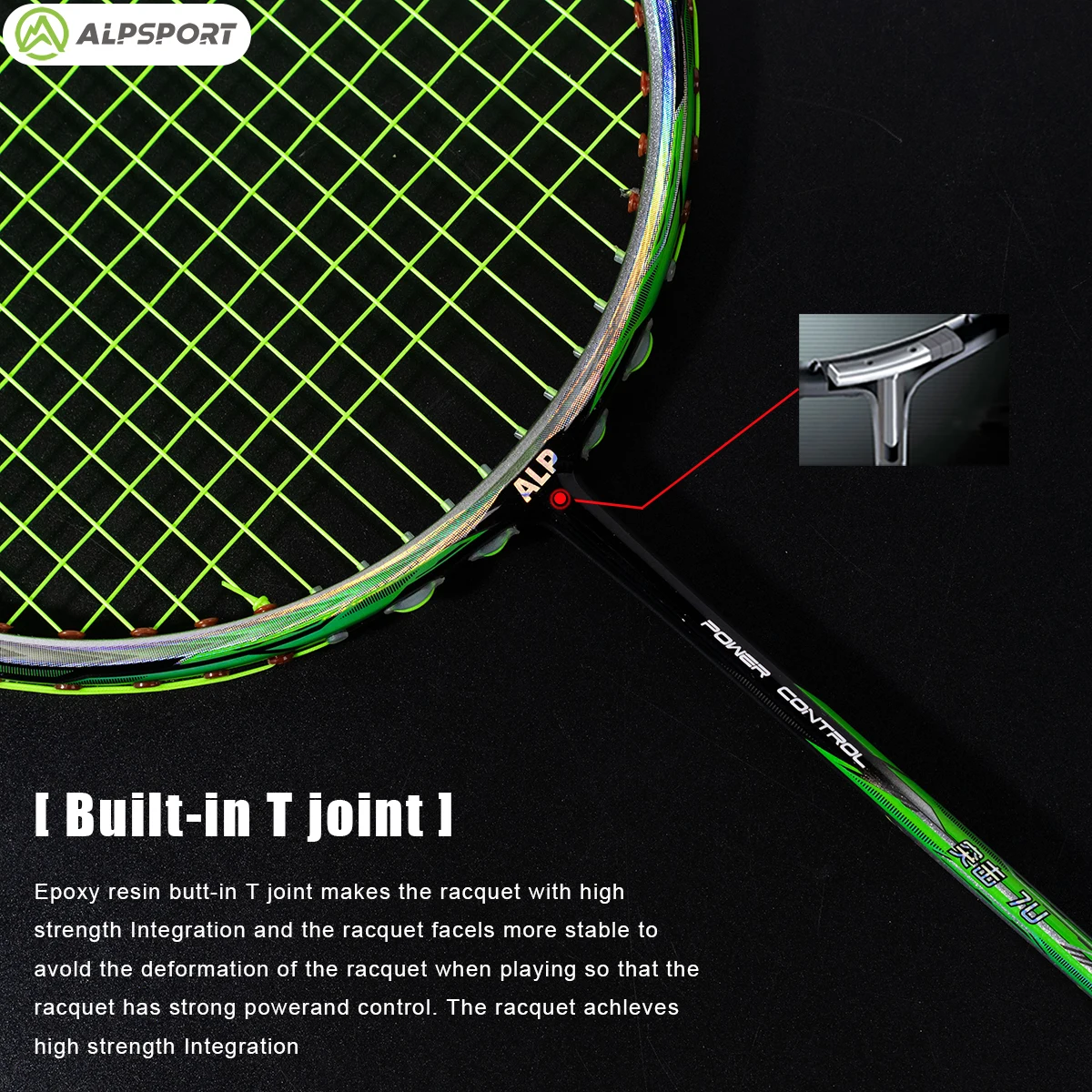 Alpsport TJ 7U G6 Maximum tension 24-30LBS 100% Carbon Fiber Lightweight Creative Badminton Racket Includes strings Sports