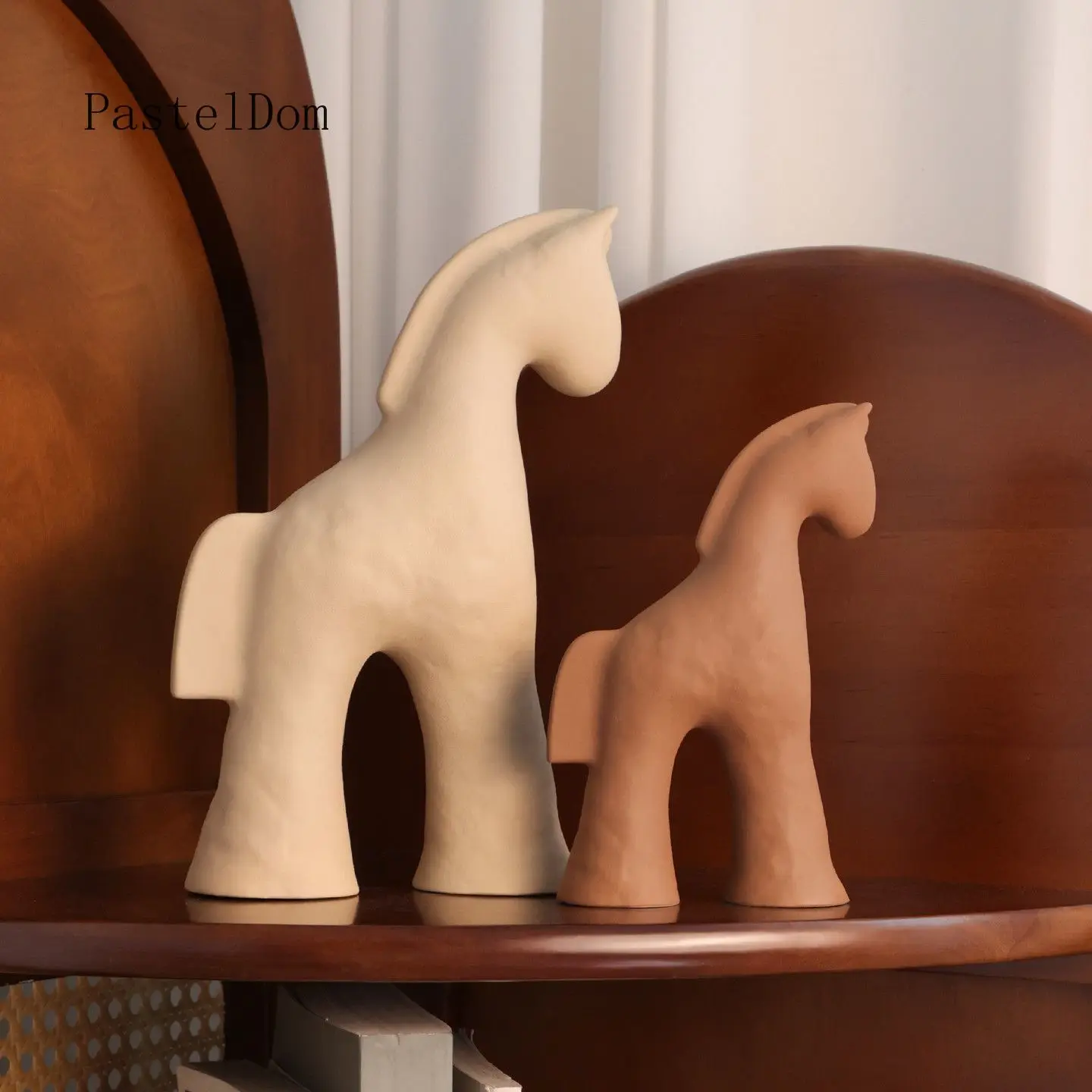 Ceramic Horse Ornament, Wabi‑Sabi Chinese Style Decor for Living Room Entryway, Bogu Shelf Wine Cabinet & B&B Display
