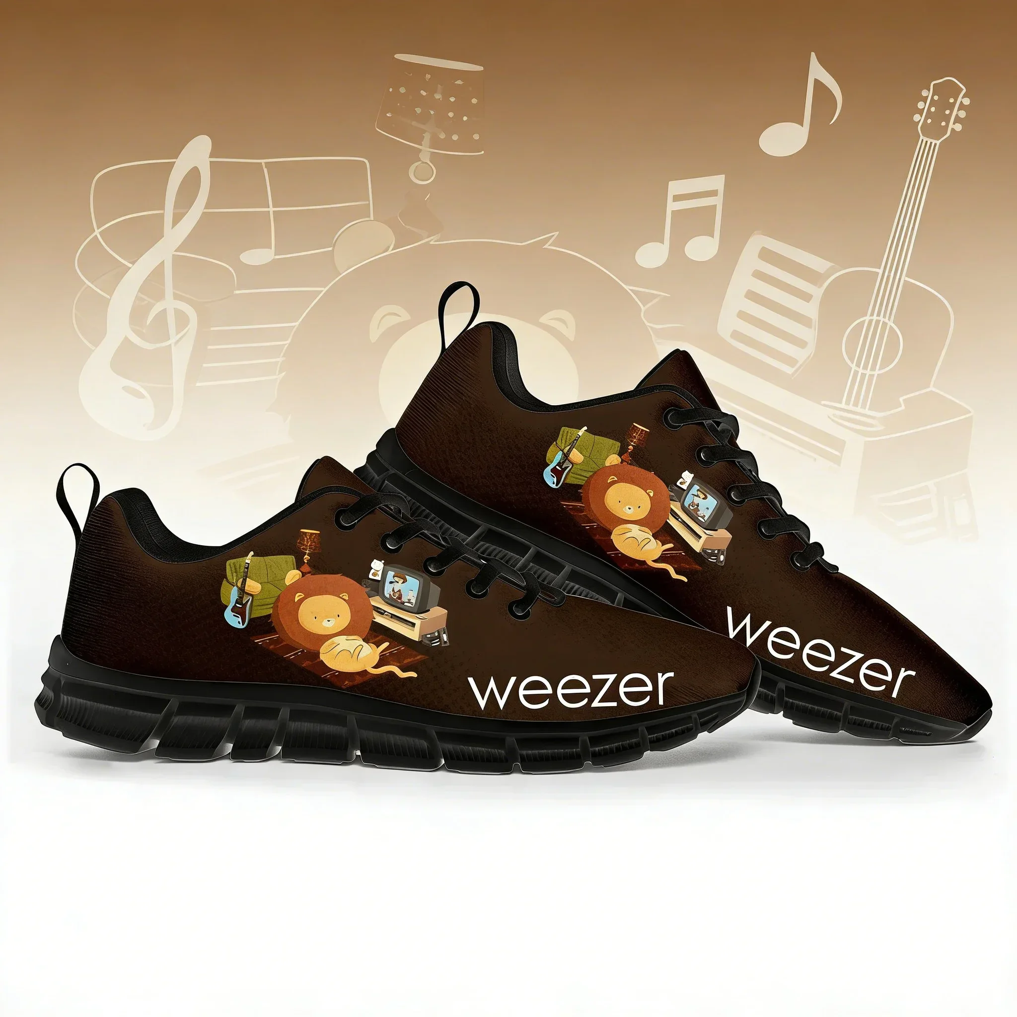 Weezer Band Sneakers Custom Couple Shoes, Pop Rock Unisex Casual High Quality Black