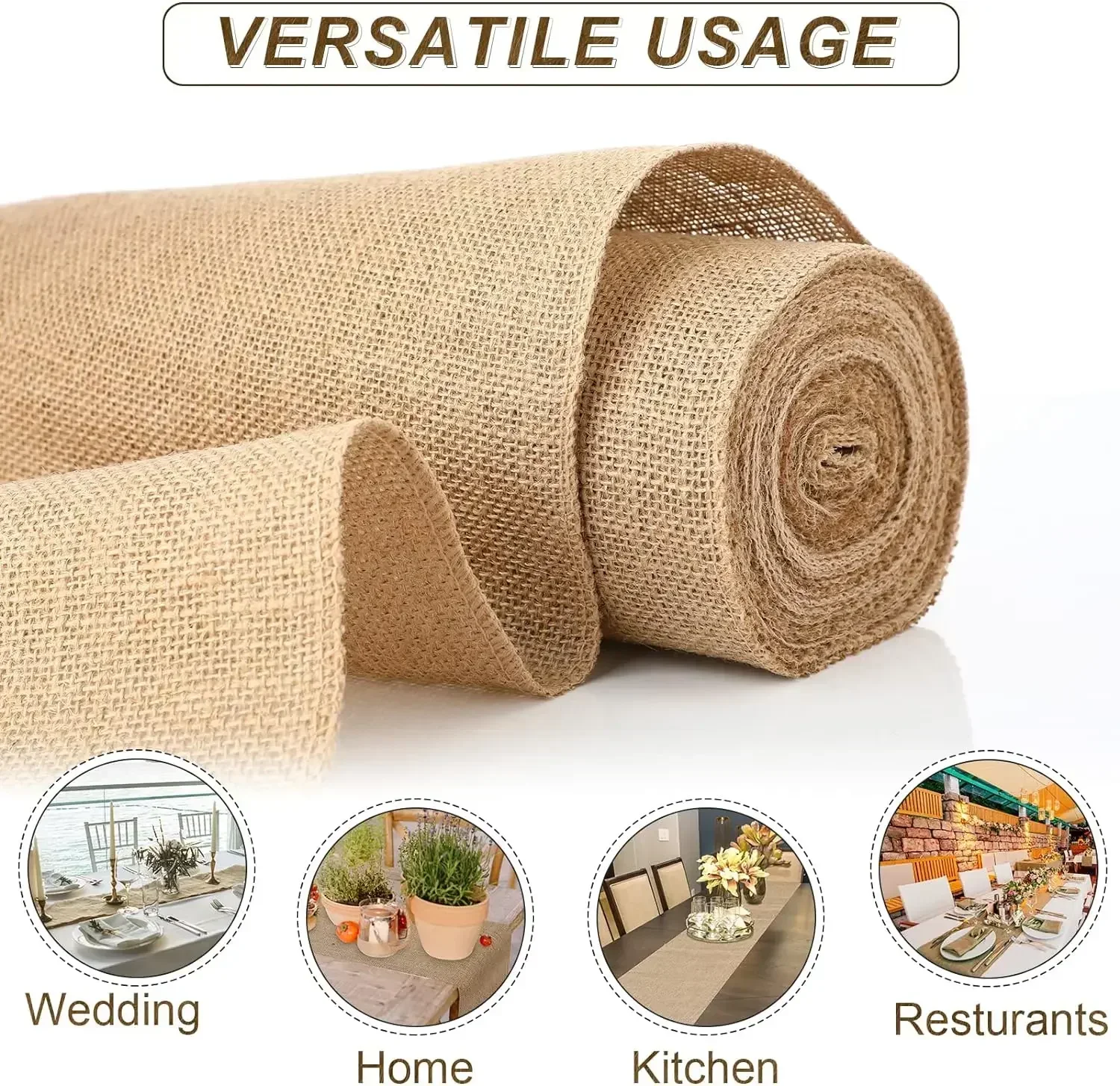 30cm Width 10M Jute Linen Delicate Vintage  Natural Table Runner Burlap Rustic Khaki Party Country Wedding Decoration  Decor