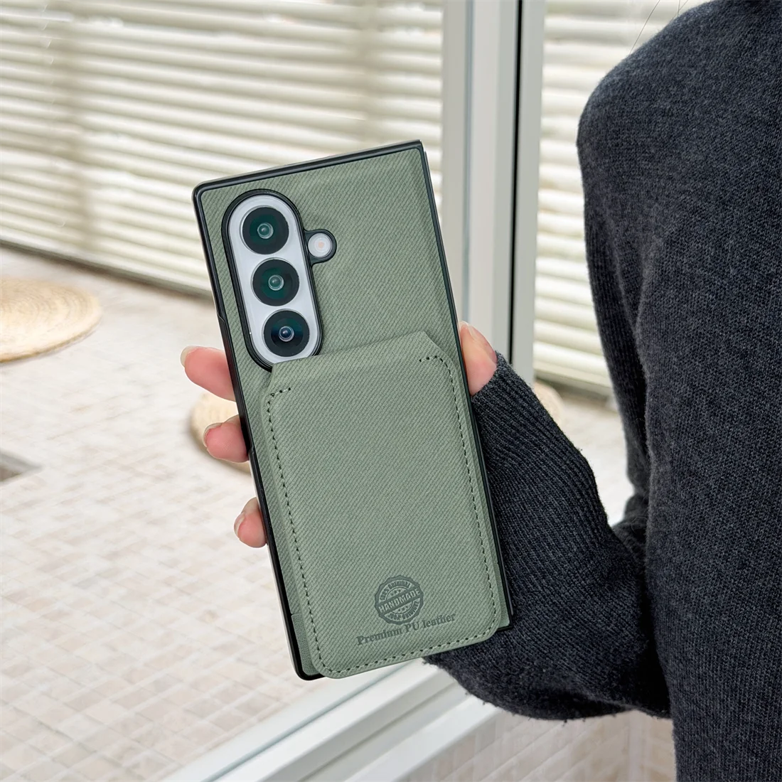 2 في 1 محفظة جلدية مغناطيسية بطاقات Solt قضية الهاتف لسامسونج غالاكسي أضعاف 7 6 5 4 3 حامل شحن لاسلكي الغطاء الواقي