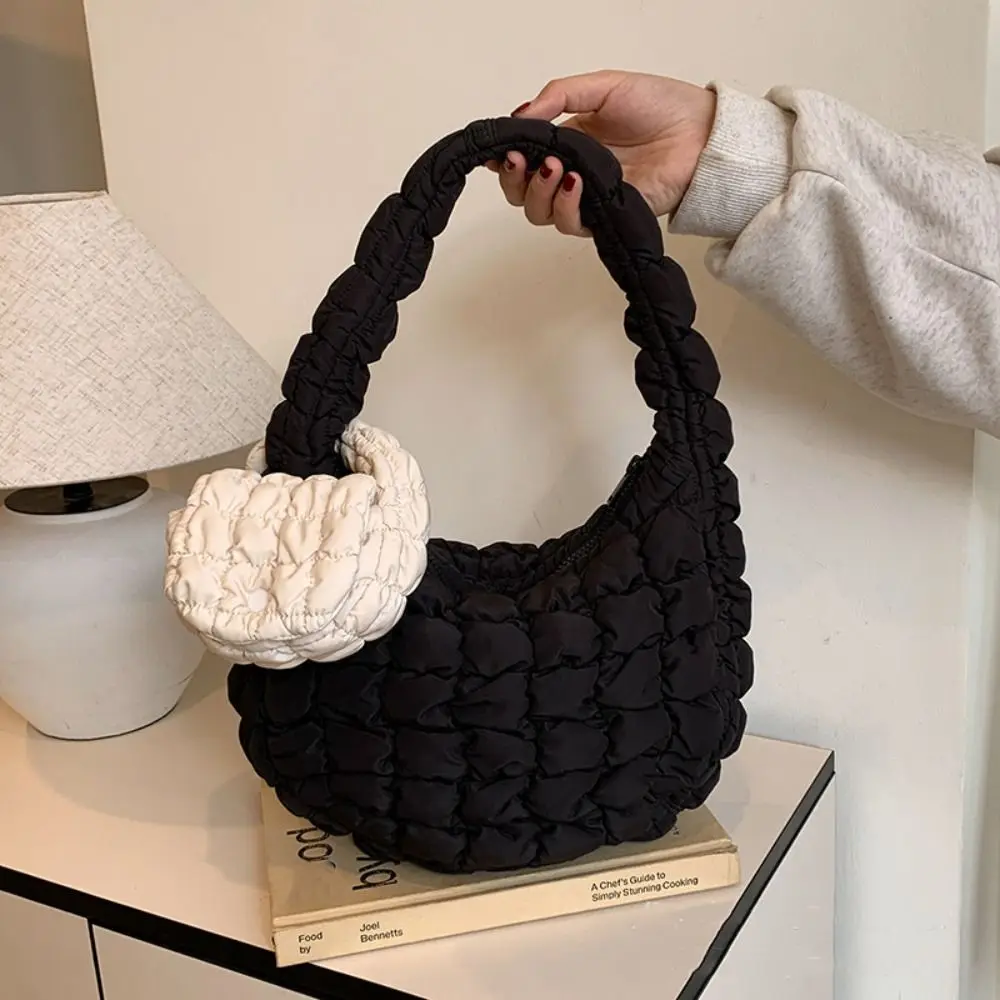 

Cute Solid Color Cloud Pleated Coin Purse Mini Handbag Sling Small Wallet Hanging Quilted Card Bag Lipstick Earphone Bag