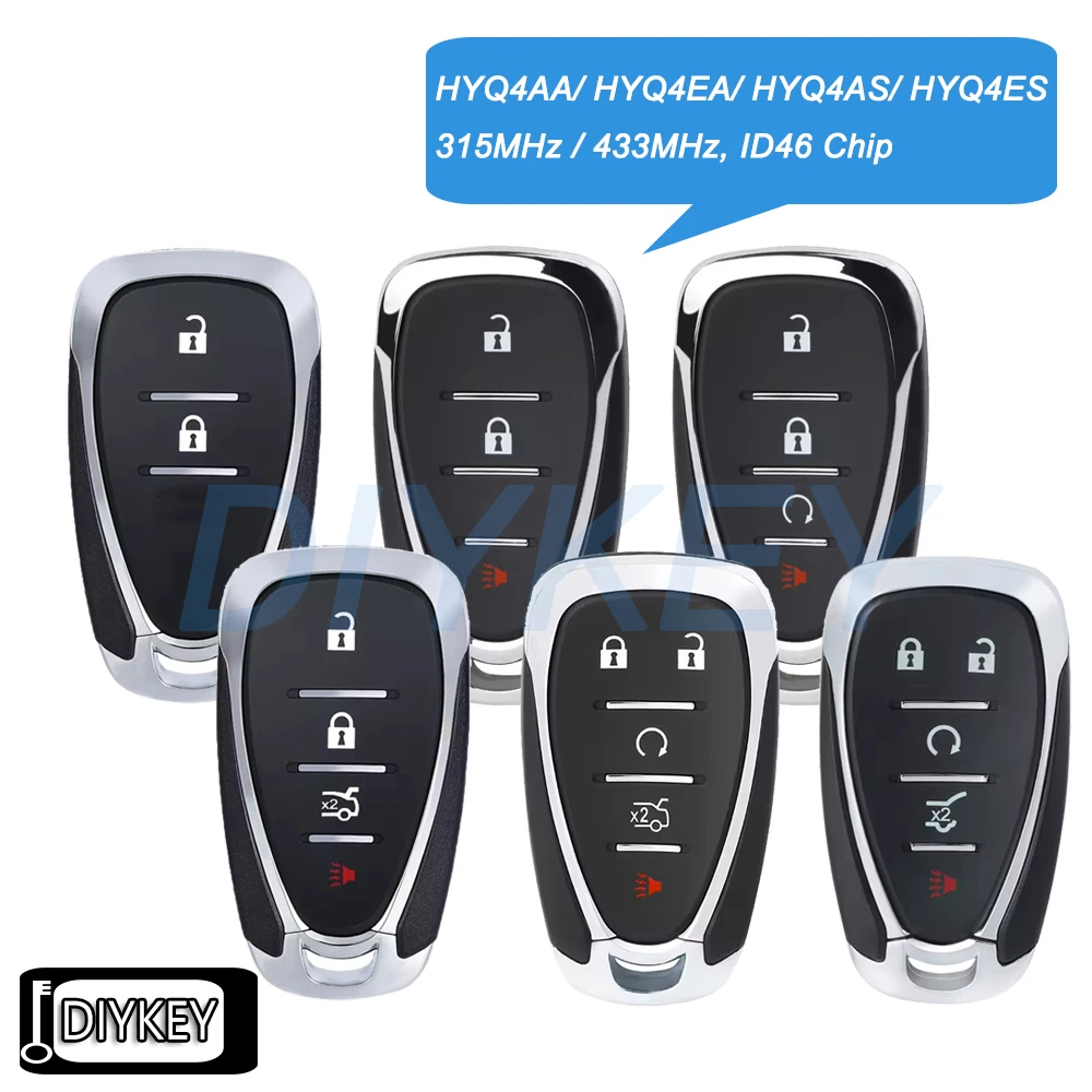 Smart Remote Key Fob 315MHz / 433MHz ID46 Chip for Chevrolet Bolt Blazer Equinox Camaro Cruze Malibu Sonic Trax Traverse Spark