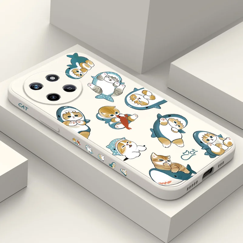 

Cute Headgear Cat Phone Case For OPPO Realme 14 13 12 11 10 9 9i 8 8i 7 Pro Plus C35 C21Y C25Y C25 4G 5G Liquid Silicone Cover