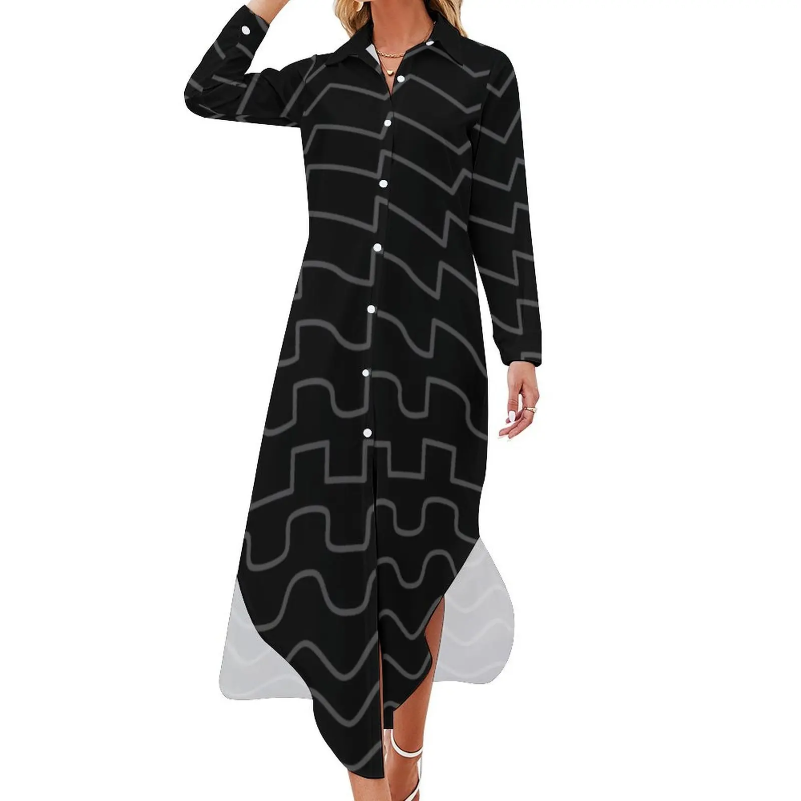 

Synthesizer Waveforms Long Sleeved Shirt Dress summer dress elegant guest wedding dress