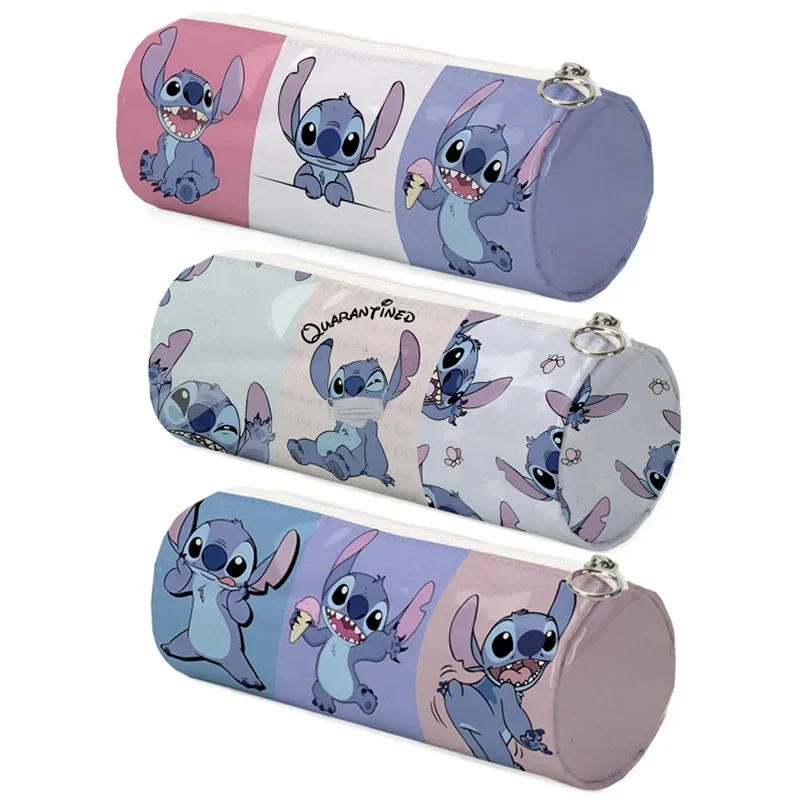 

Stitch Disney Anime Pen Bag Cylindrical Pencil Cases Children Cartoon Lilo & Stitch Large Capacity Stationery Storage Bag Gift