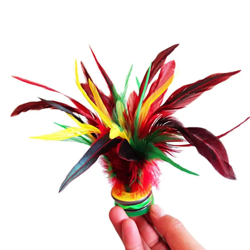 Pack of 5, Sports Outdoor Colorful Feathers Kick Shuttlecock Chinese Jianzi Foot Toy Game