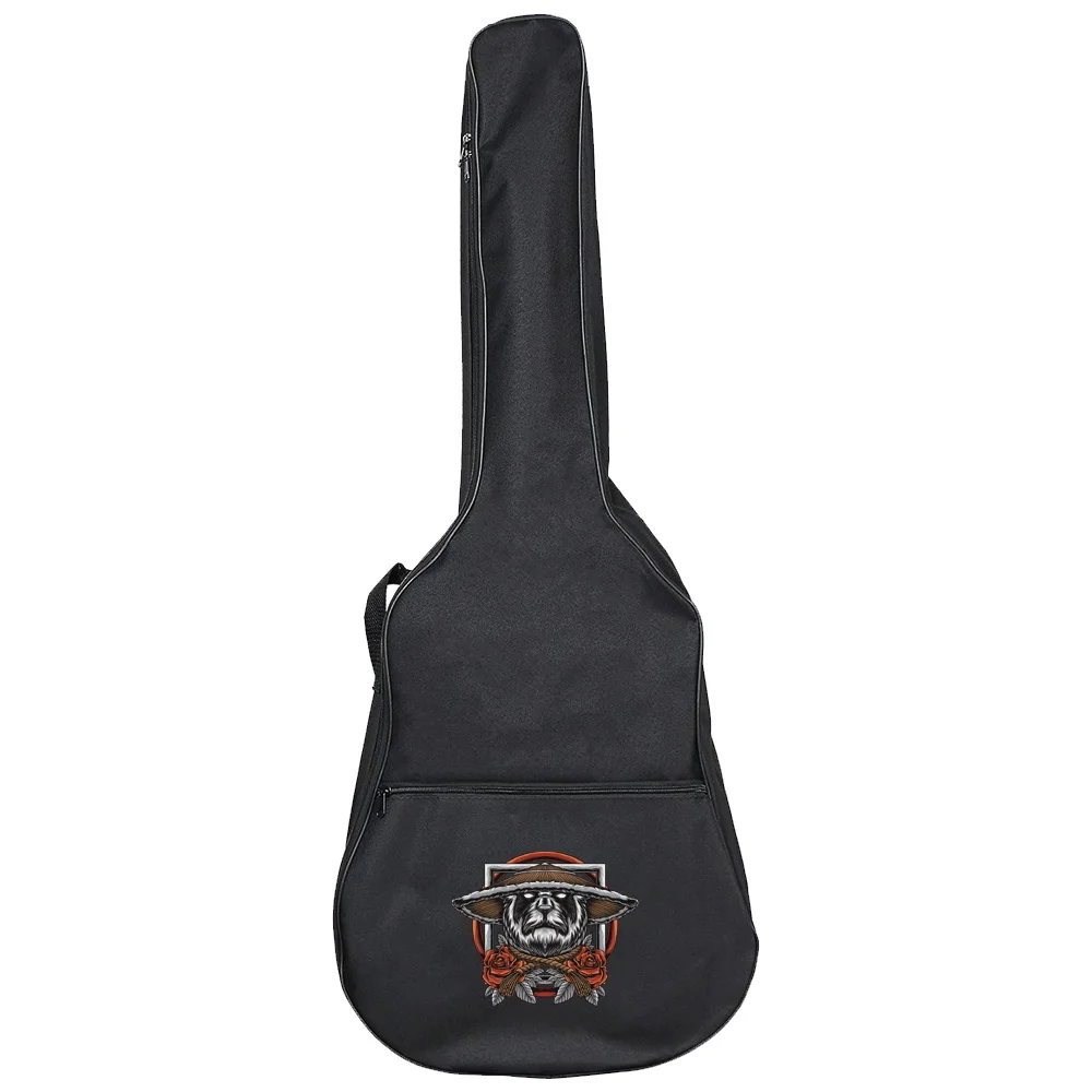 Casing gitar listrik, aksesoris gitar Oxford seri ransel cetakan Samurai, casing gitar Oxford tahan air 31-41 inci, tas gitar hitam