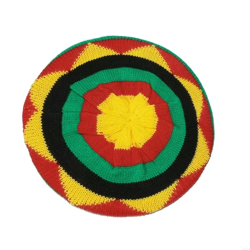 قبعة قوس قزح قبعة كروشيه قبعات جامايكية تقليدية للكبار للأنشطة الداخلية والخارجية، جميعها متطابقة #3