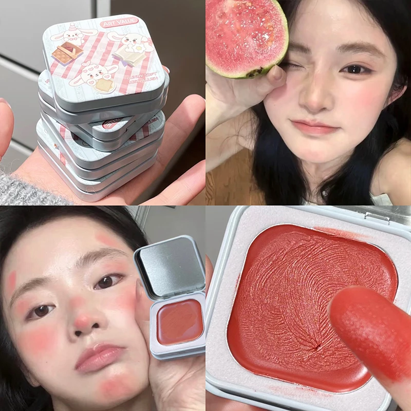 قيمة فنية لون واحد ماتي لوحة أحمر الخدود أحمر الخدود كريم كونتور ماكياج طبيعي الخد تينت سطع الوجه أحمر الخدود مستحضرات التجميل الكورية
