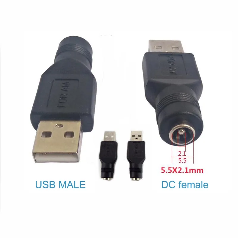USB Male to 5.5mm x 2.1mm DC Female Power Converter Adapter Connector Charger Adapter Computer Accessories D6