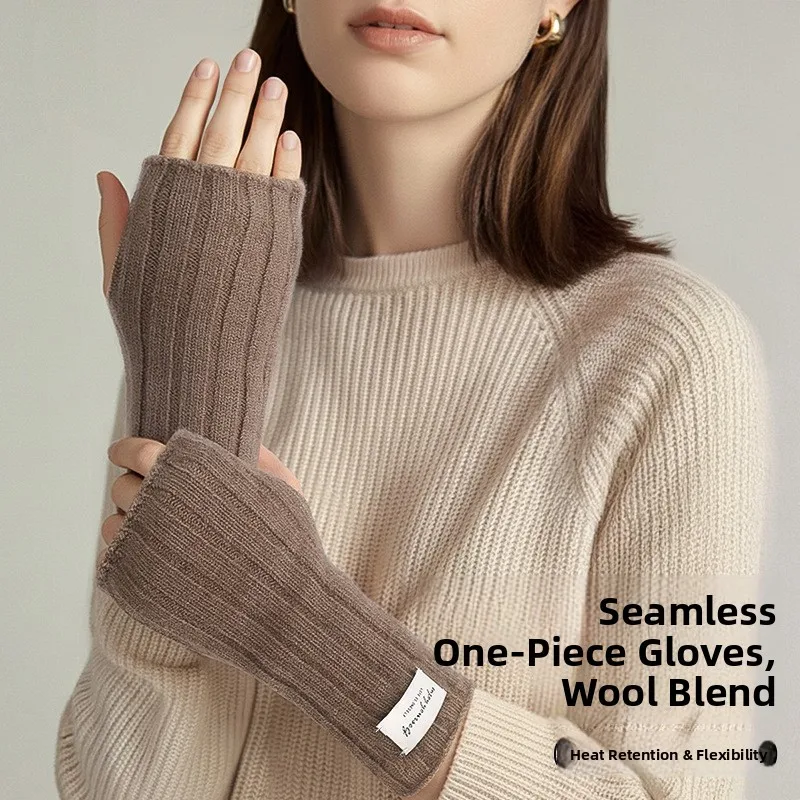 Women's Knitted Woolen Touchscreen Gloves Half Finger Warm Comfortable Soft Fabric Biking Gloves Fall Season Universal Size