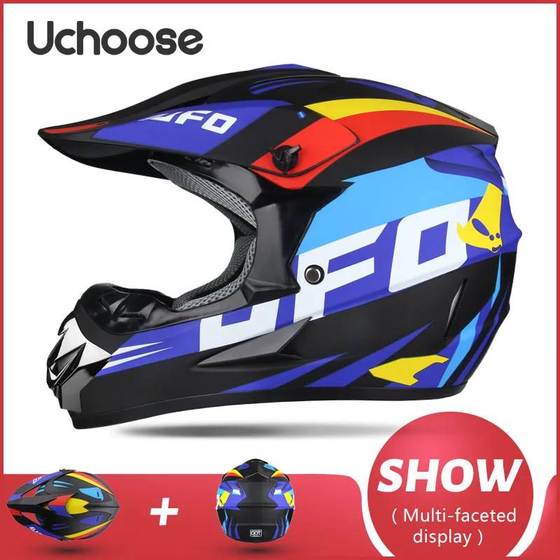 UCHOOSE Capacete De Moto Profesyonel Motosiklet Kask Motokros Off-Road Dümen Çocuk Moto Bisiklet Aksesuarları ATV Ike Yokuş Aşağı
