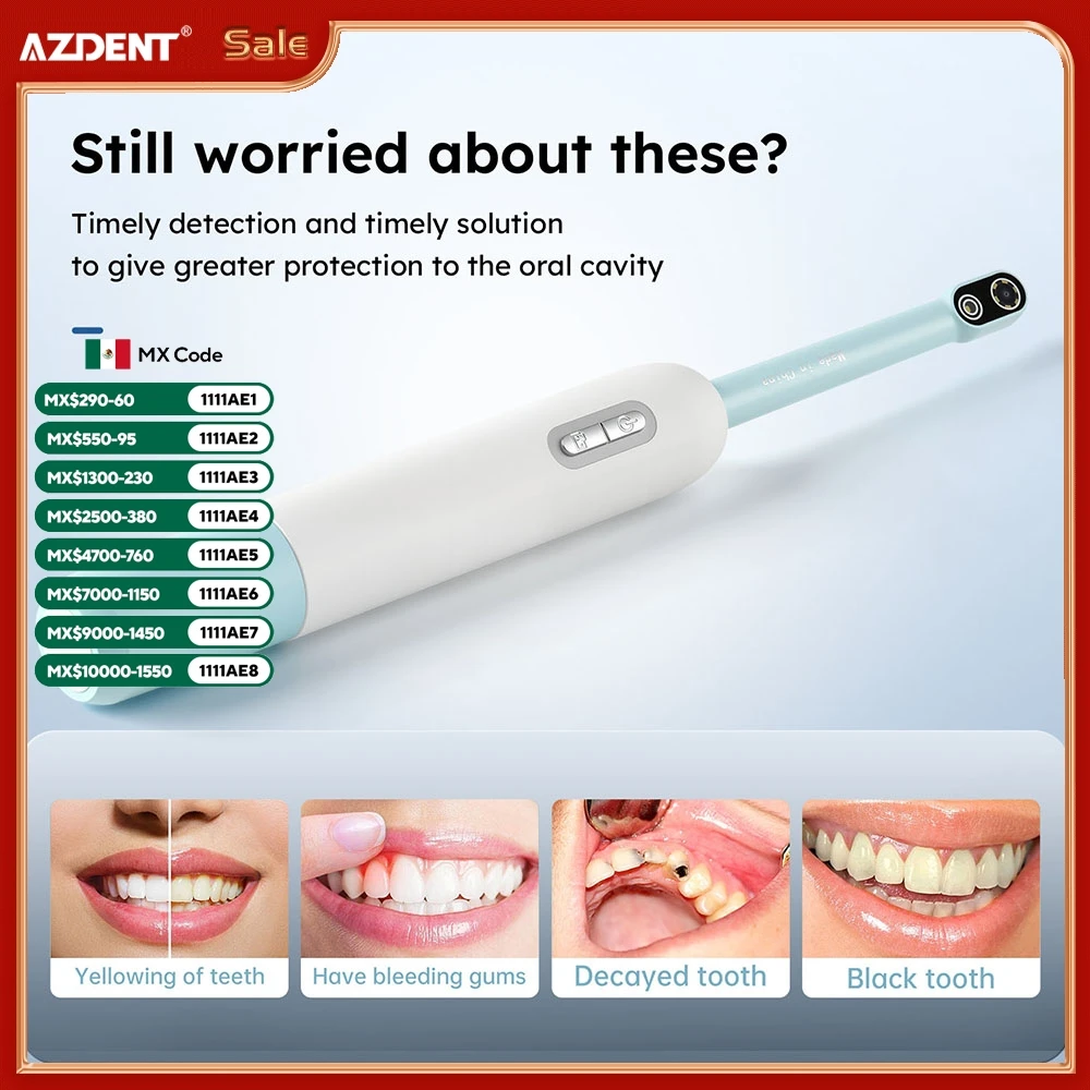 

AZDENT Dental Oral Endoscope Wireless Wifi Intraoral Examination Camera 7 Cold LED Lights Automatic Focusing High Resolution