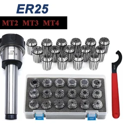 ER25 Spring Clamps 9PCS MT2 ER25 M12 1PCS ER25 Wrench 1PCS Collet Chuck Morse Holder Cone For CNC Milling Lathe tool