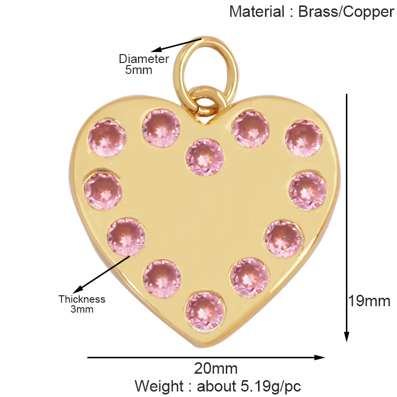 Mode Bunte Zirkon Brenn Liebe Herz Stern Charm Anhänger, 18K Gold Überzogene Halskette Armband DIY Handgemachten Schmuck Liefert K81 – Detail 29