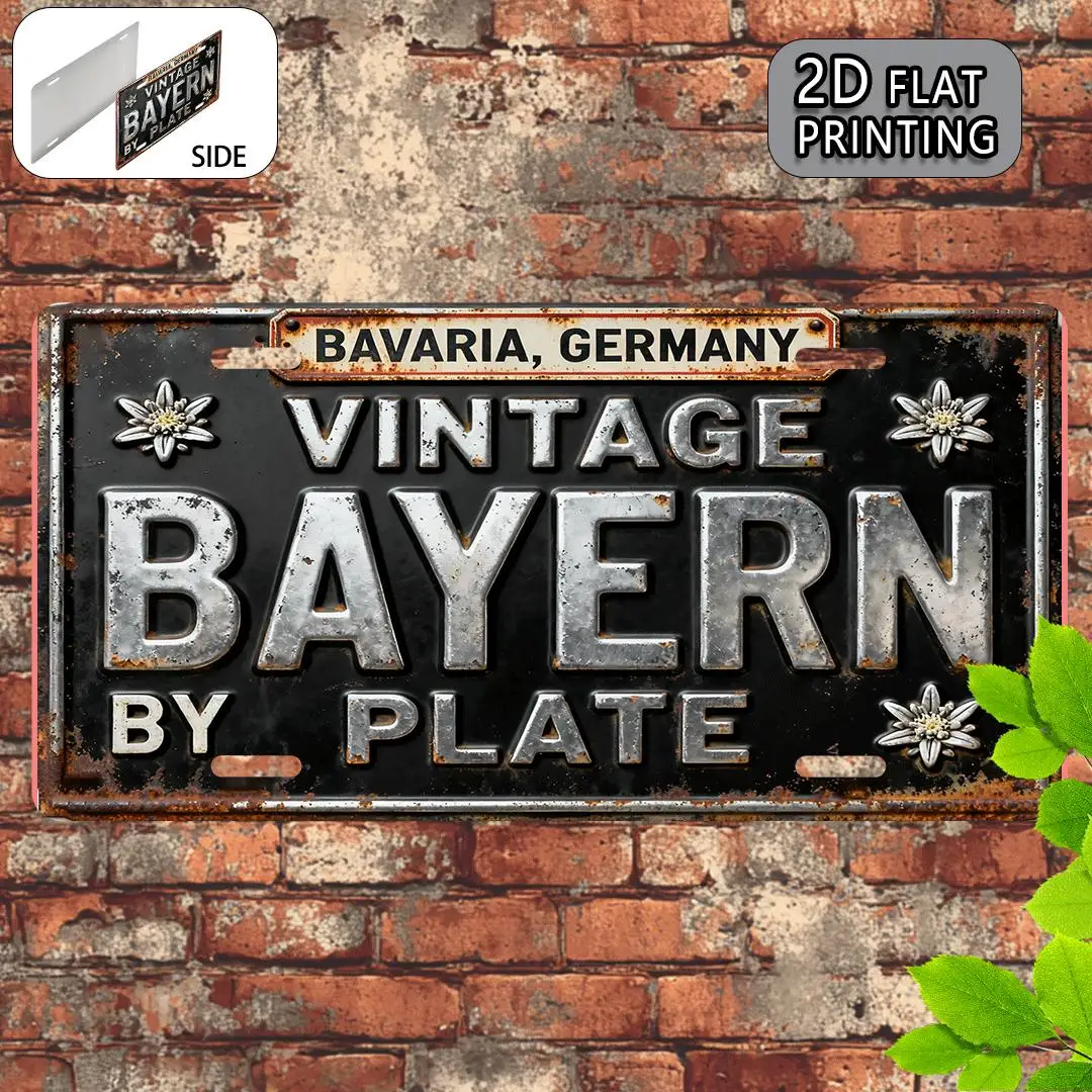 2D Flat, 2D Flat Printing, 1pc, for Decorative Use Only, Vintage Sign Plaque, Decorative Sign and Plaque 30.48x15.24 cm, Bavaria