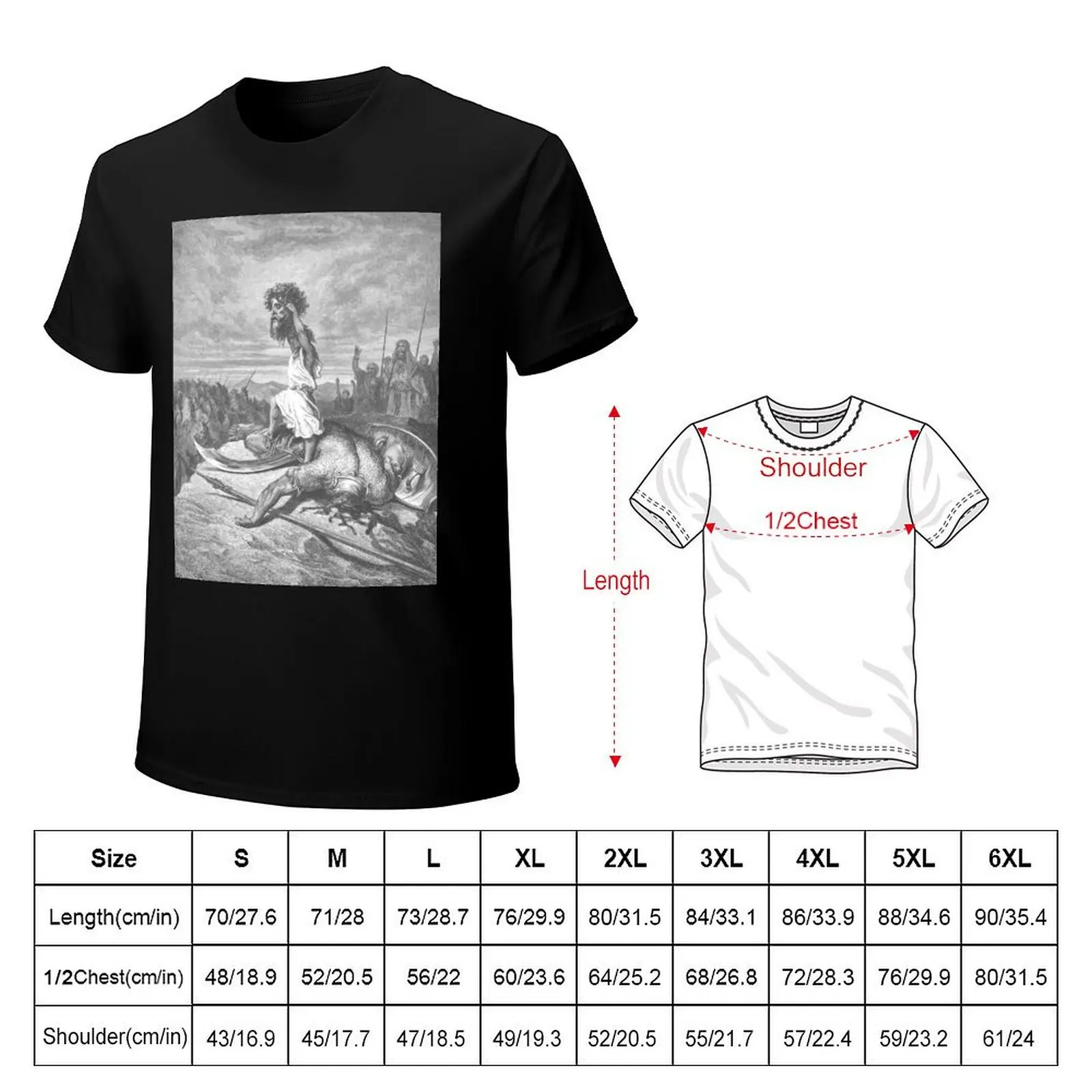 David and Goliath (1866) - Gustave Doré T-Shirt Minimalist Plain Crew Neck T-Shirt