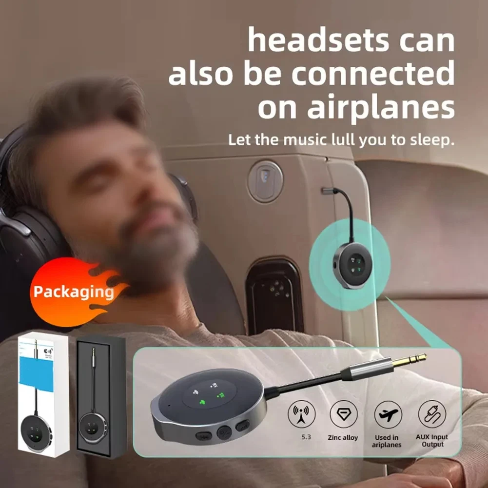Adaptador Bluetooth 5,3 3 en 1, transmisor de Audio auxiliar de 3,5mm, receptor, adaptador de Audio inalámbrico, transmisor Bluetooth para auriculares de coche